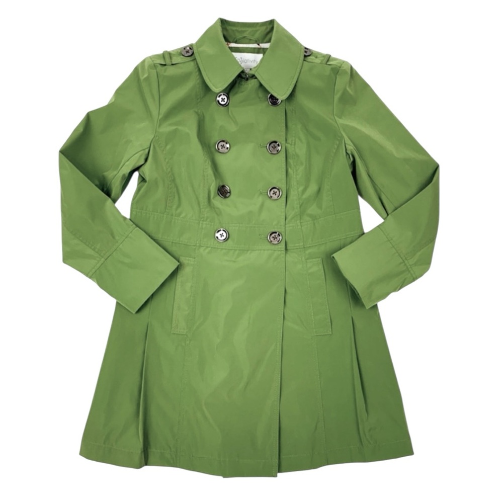 Relativity Double Breasted Fully Lined Spring Green Trench Coat NWOT Size XL